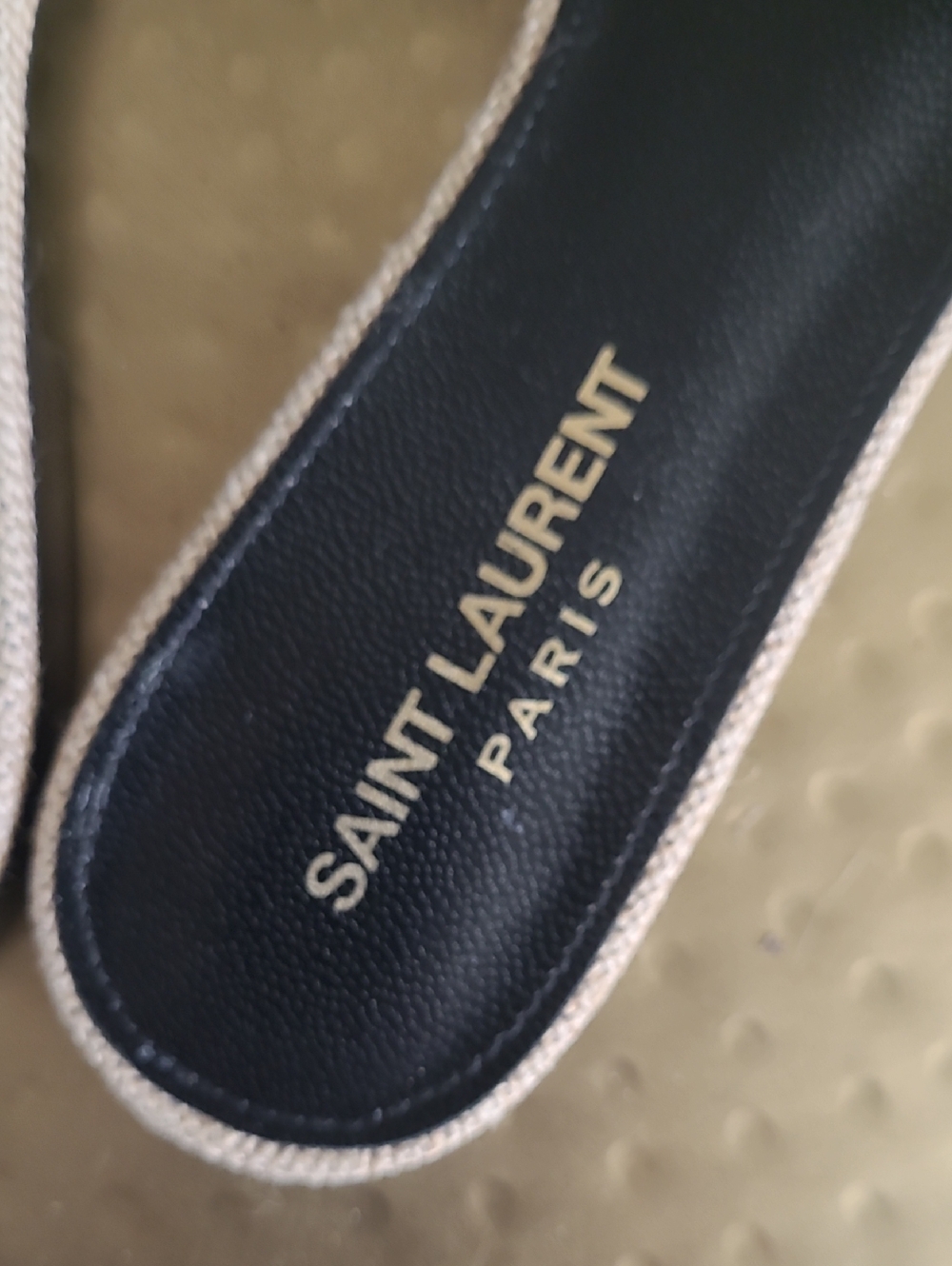Saint Laurent Paris Tribute Slide Sandals Black Leather Raffia Mule Flats EU 37 - Picture 2 of 7